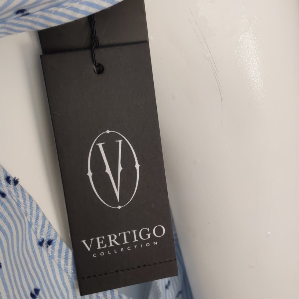 Vertigo Emma Pleated Striped Swiss Dot Blouse - Picture 7 of 8